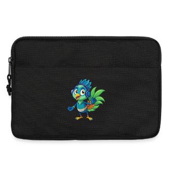 Pfau Lustige Zeichentrickfigur Kopfhörer Musik - Laptoptasche 13" - Schwarz - Vorne