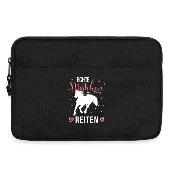 Echte Mädchen Reiten Pferde Mädchen - Laptoptasche 13" - Schwarz - Vorne