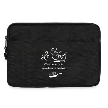 Tablier de cuisine humour pour la fête des pères - Sacoche pour ordinateur portable 13 pouces - noir - Devant