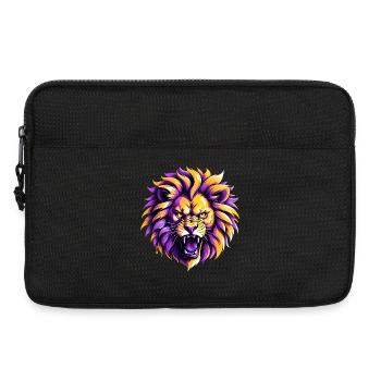 Wilder Löwe in Lila und Gelb - Laptoptasche 13" - Schwarz - Vorne