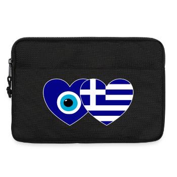 Drapeau de la Grèce Porte-bonheur Nazar Perle - Sacoche pour ordinateur portable 13 pouces - noir - Devant