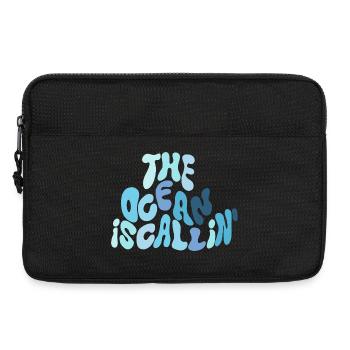 Der Ozean ruft – Wellen-Typografie in Blau - Laptoptasche 13" - Schwarz - Vorne