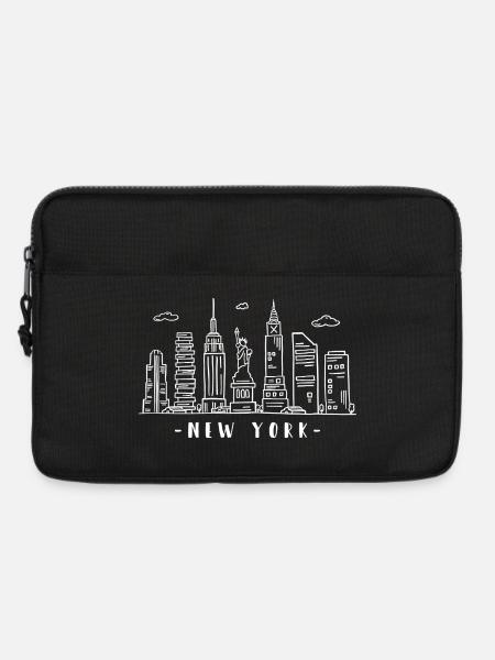 New York Skyline Freiheitsstatue NY USA - Laptoptasche 13" - Schwarz