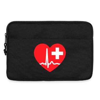Herzschlag-EKG-Linie Medizinischer Pulswellen-Ikon-Vektor - Laptoptasche 13" - Schwarz - Vorne