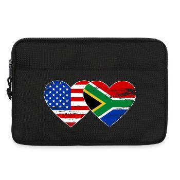 USA Südafrika Flagge Herzform used - Laptoptasche 13" - Schwarz - Vorne