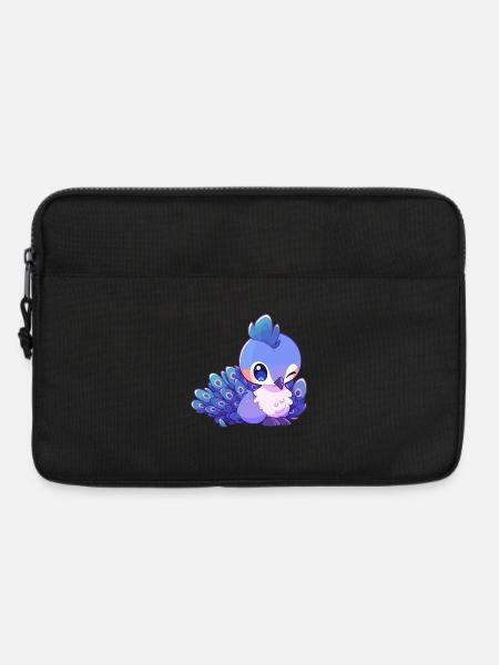 Pfau Niedlich Glücklich Kawaii Cartoon Clipart Tier - Laptoptasche 13" - Schwarz