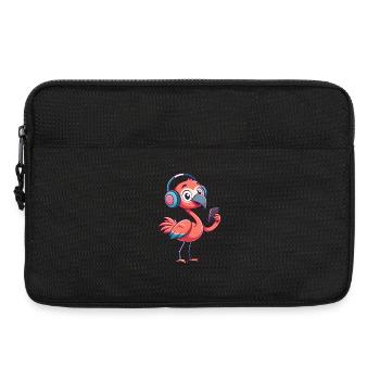 Flamingo Funny Cartoon Character Musique de casque - Sacoche pour ordinateur portable 13 pouces - noir - Devant