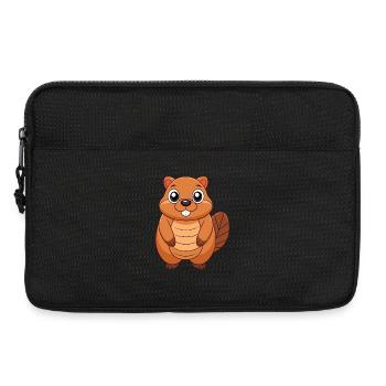 Biber Niedliche Maskottchen Zeichentrickfigur Kawaii - Laptoptasche 13" - Schwarz - Vorne
