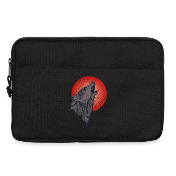 Loup hurlant, pleine lune - Sacoche pour ordinateur portable 13 pouces - noir - Devant