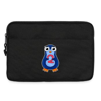 penguin 2 jahre alt - Zwei - Nummer 2 - 2 Klasse - Laptoptasche 13" - Schwarz - Vorne