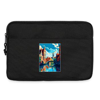 Bruges Belgique Affiche de voyage vintage Souvenir WPA - Sacoche pour ordinateur portable 13 pouces - noir - Devant