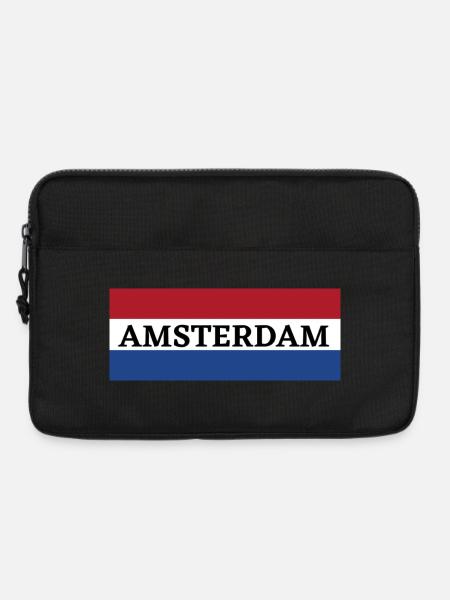 Amsterdam Stadt in niederländischer Flagge - Laptoptasche 13" - Schwarz