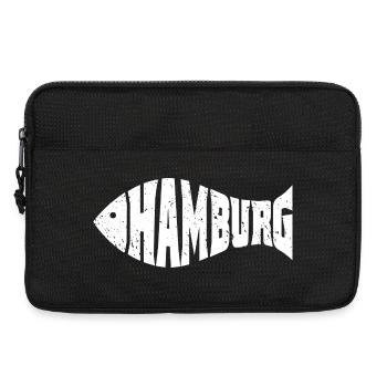 Hamburg Stadt Norddeutsch Schriftzug Fischform - Laptoptasche 13" - Schwarz - Vorne