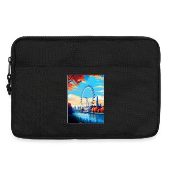 London Eye Angleterre Royaume-Uni Affiche de voyage vintage WPA - Sacoche pour ordinateur portable 13 pouces - noir - Devant