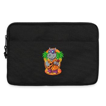 Lustige Nilpferd Cartoon Sommer Strand Sonnenbrille Gitarre - Laptoptasche 13" - Schwarz - Vorne