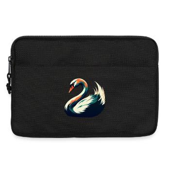 cygne dessin animé personnage animal de compagnie coloré - Sacoche pour ordinateur portable 13 pouces - noir - Devant