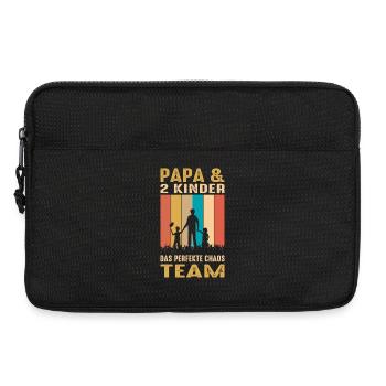 Papa 2 Kinder Chaos Team Geschenk Vater Spruch - Laptoptasche 13" - Schwarz - Vorne