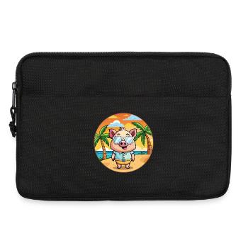 Schwein Lustige Cartoon Sommer Strand Sonnenbrille - Laptoptasche 13" - Schwarz - Vorne