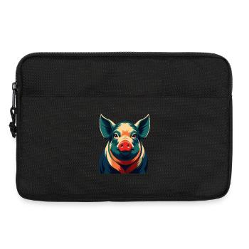 Cochon Personnage De Dessin Animé Animal De Compagnie Coloré - Sacoche pour ordinateur portable 13 pouces - noir - Devant