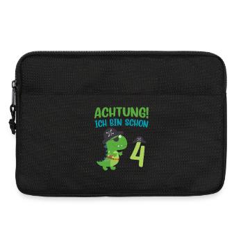 Ich bin 4 Jahre alt Dino Geburtstagsgeschenk - Laptoptasche 13" - Schwarz - Vorne