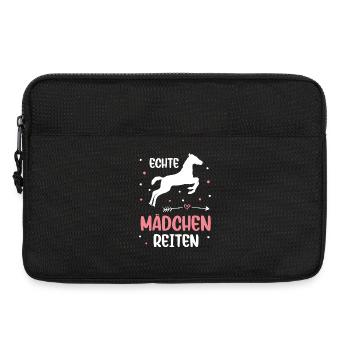Echte Mädchen Reiten Pferde Mädchen - Laptoptasche 13" - Schwarz - Vorne