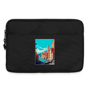 Gênes Italie Affiche de voyage vintage WPA Art Souvenir - Sacoche pour ordinateur portable 13 pouces - noir - Devant