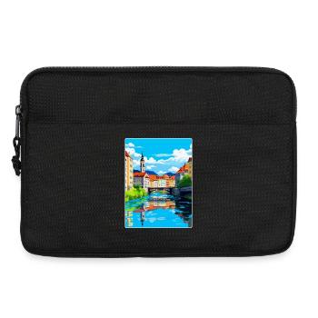 Ljubljana Slovénie Affiche de voyage vintage souvenir - Sacoche pour ordinateur portable 13 pouces - noir - Devant