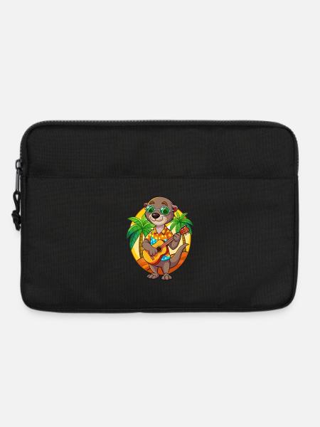 Lustige Otter Cartoon Sommer Strand Sonnenbrille Gitarre - Laptoptasche 13" - Schwarz