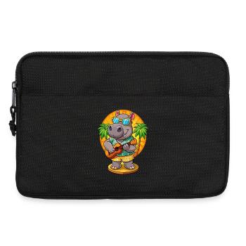 Lustige Nilpferd Cartoon Sommer Strand Sonnenbrille Gitarre - Laptoptasche 13" - Schwarz - Vorne