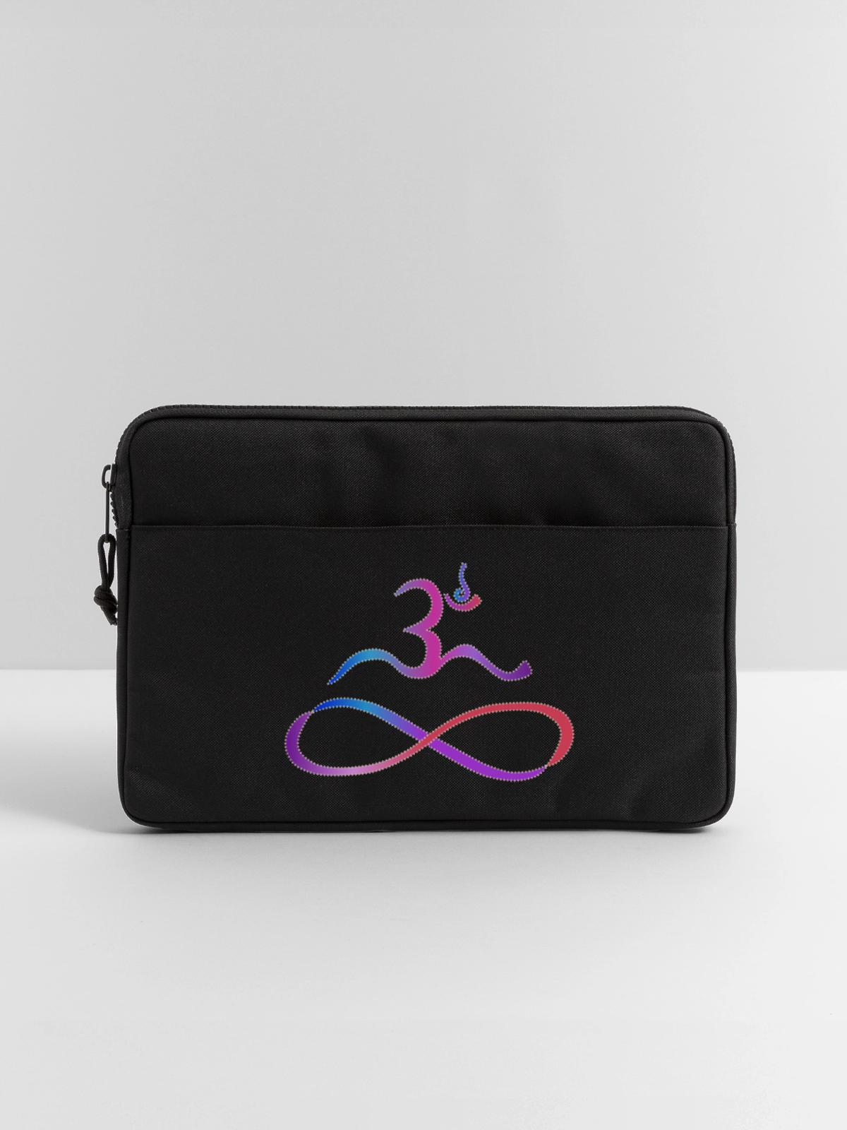 Aum mit Lemniskate helle Kontur - Laptoptasche 13" - Schwarz - Vorne