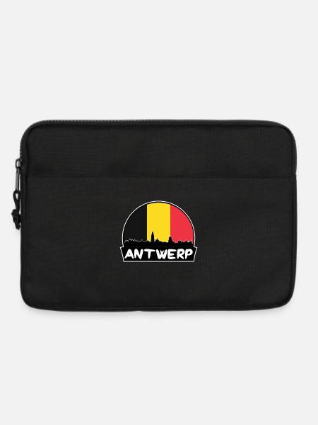Antwerpen Belgien Flagge Skyline Silhouette Reisen - Laptoptasche 13" - Schwarz