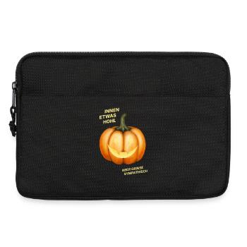 Innen etwas hohl, aber grinse sympathisch - Kürbis - Laptoptasche 13" - Schwarz - Vorne