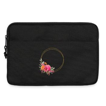 Farbenfroher Blumen-Kranz Personalisierbar - Laptoptasche 13" - Schwarz - Vorne