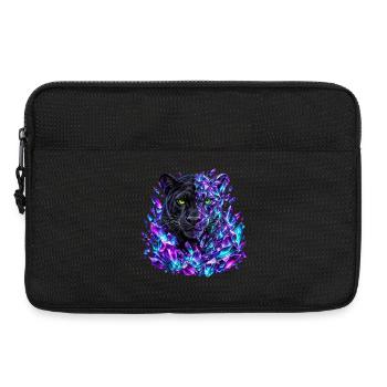 Schwarzer Panther mit grünen Augen und violetten Kristallen - Laptoptasche 13" - Schwarz - Vorne