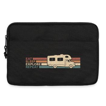 Eat Sleep Explore Repeat Wohnwagen Spruch - Laptoptasche 13" - Schwarz - Vorne
