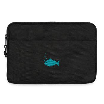 Fish embroidered - Laptop bag 13" - black - Front
