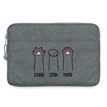 Schere Stein Papier Katze Pfote Spiel Katzenpfoten - Laptoptasche 13" - Grau meliert - Vorne