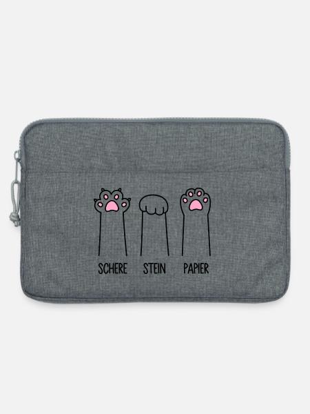Schere Stein Papier Katze Pfote Spiel Katzenpfoten - Laptoptasche 13" - Grau meliert