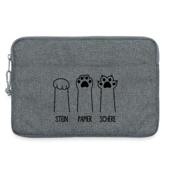 Stein Papier Schere Katze Pfote Spiel Katzenpfoten - Laptoptasche 13" - Grau meliert - Vorne