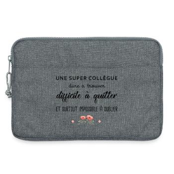 Cadeau Collègue une super collègue cadeau retraite - Sacoche pour ordinateur portable 13 pouces - gris chiné - Devant