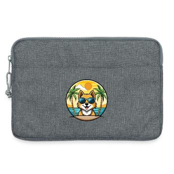 Spitz Hunderasse Cartoon Sonnenbrille Strand - Laptoptasche 13" - Grau meliert - Vorne