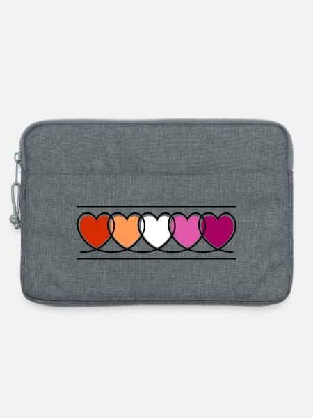 Lesben Lesbe Herzen - Laptoptasche 13" - Grau meliert
