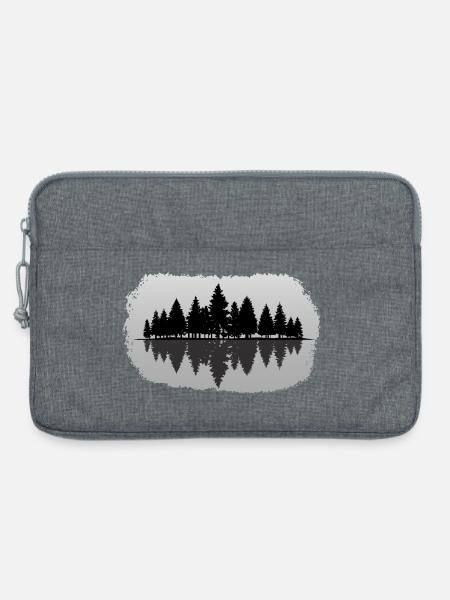 Wald - Forest Landschaft Natur Bäume - Laptoptasche 13" - Grau meliert