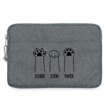 Schere Stein Papier Katze Pfote Spiel Katzenpfoten - Laptoptasche 13" - Grau meliert - Vorne