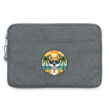 Japanischer Terrier Hund Rasse Cartoon Sonnenbrille Strand - Laptoptasche 13" - Grau meliert - Vorne