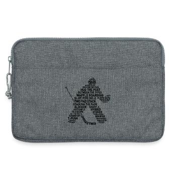 Goalie Lingo - Grunge Text-Version (Schwarzdruck) - Laptoptasche 13" - Grau meliert - Vorne