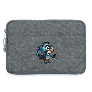 Elster Lustige Zeichentrickfigur Kopfhörer Musik - Laptoptasche 13" - Grau meliert - Vorne