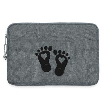Kinderfüße Baby Geburt - Laptoptasche 13" - Grau meliert - Vorne
