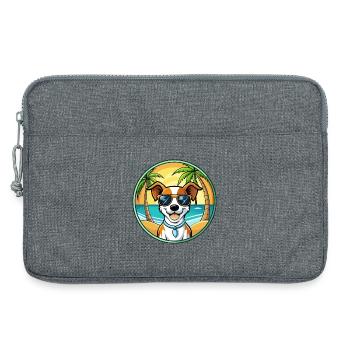 Jack Russell Terrier Chien Race Dessin Animé Lunettes de Soleil - Sacoche pour ordinateur portable 13 pouces - gris chiné - Devant