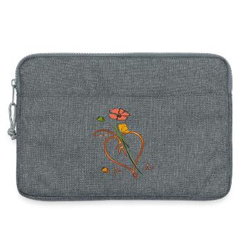 Fleurs, fleur avec feuille en forme de cœur - Sacoche pour ordinateur portable 13 pouces - gris chiné - Devant